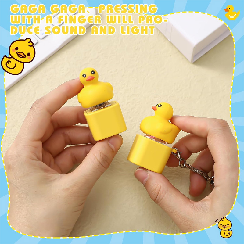 Little Yellow Duck Shaped Stress Relief Button Keychain