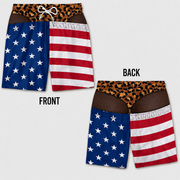 Quirky Visual Print Beach Shorts