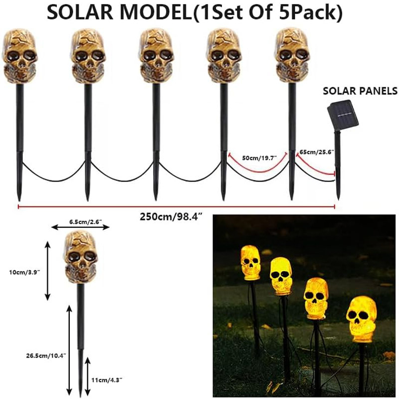 Solar-powered Skull Garden LED Light Posts