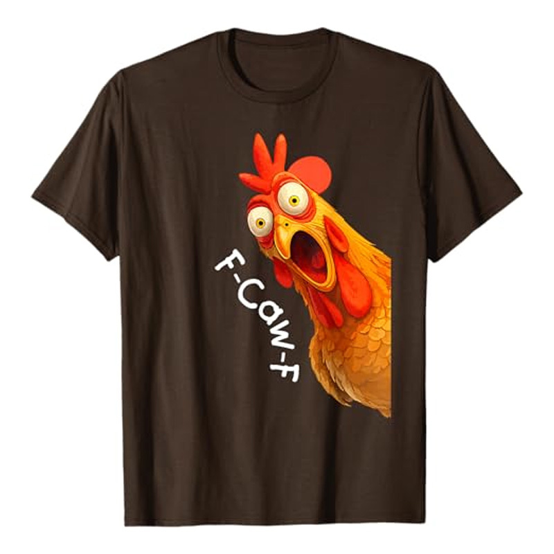 Cotton short-sleeved shirt with rooster print