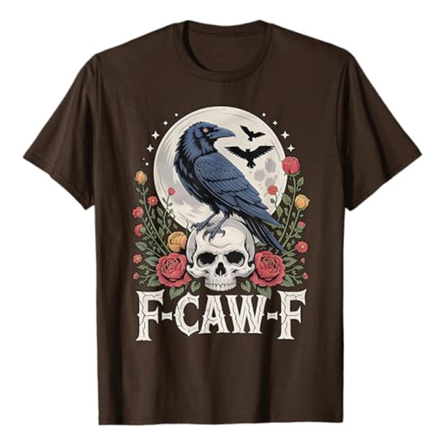 Round neck crow flower print short sleeves