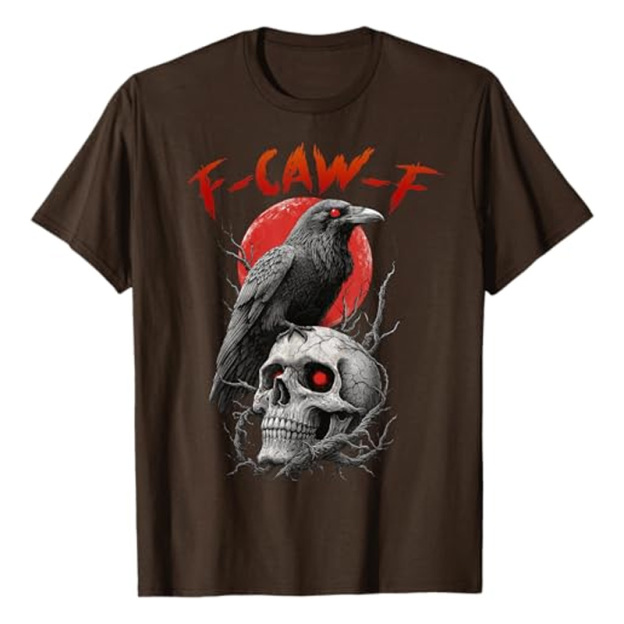 Round neck crow skull print short sleeves