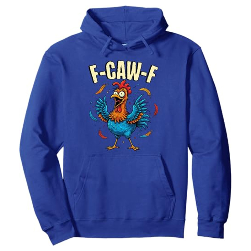 Funny rooster print sweatshirt with hood