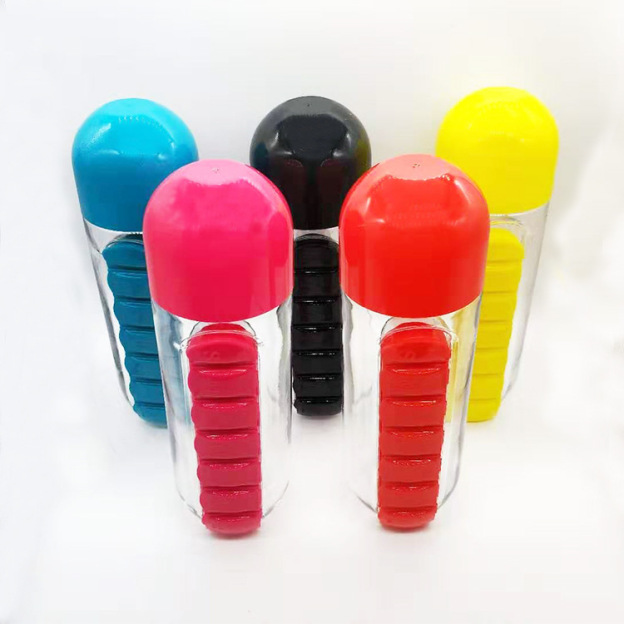 2-in-1 Water Cup Pill Box 7 Compartments Outdoor Portable
