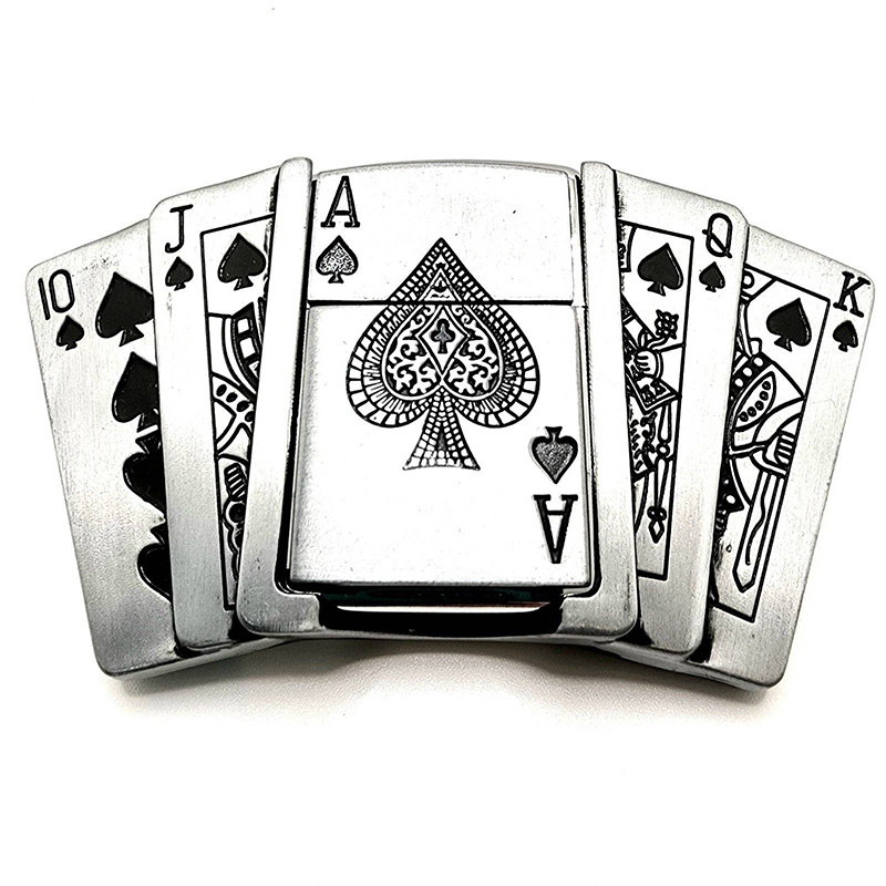 Stylish playing card lighter belt buckle