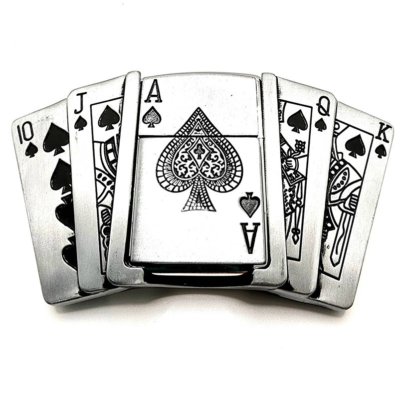 Stylish playing card lighter belt buckle