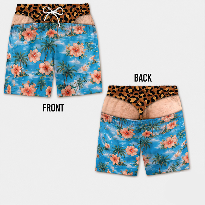 Quirky Visual Print Beach Shorts