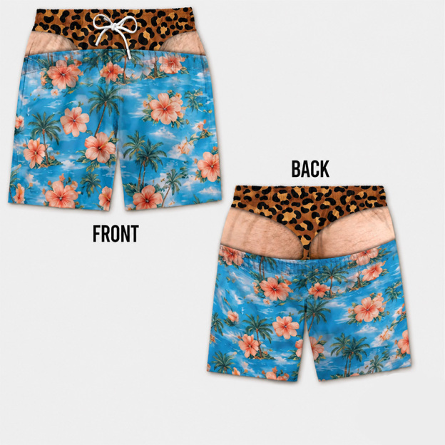 Quirky Visual Print Beach Shorts