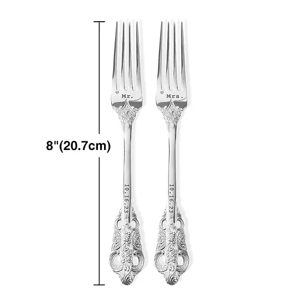 Personalized vintage wedding forks with laser engraving, set of 2