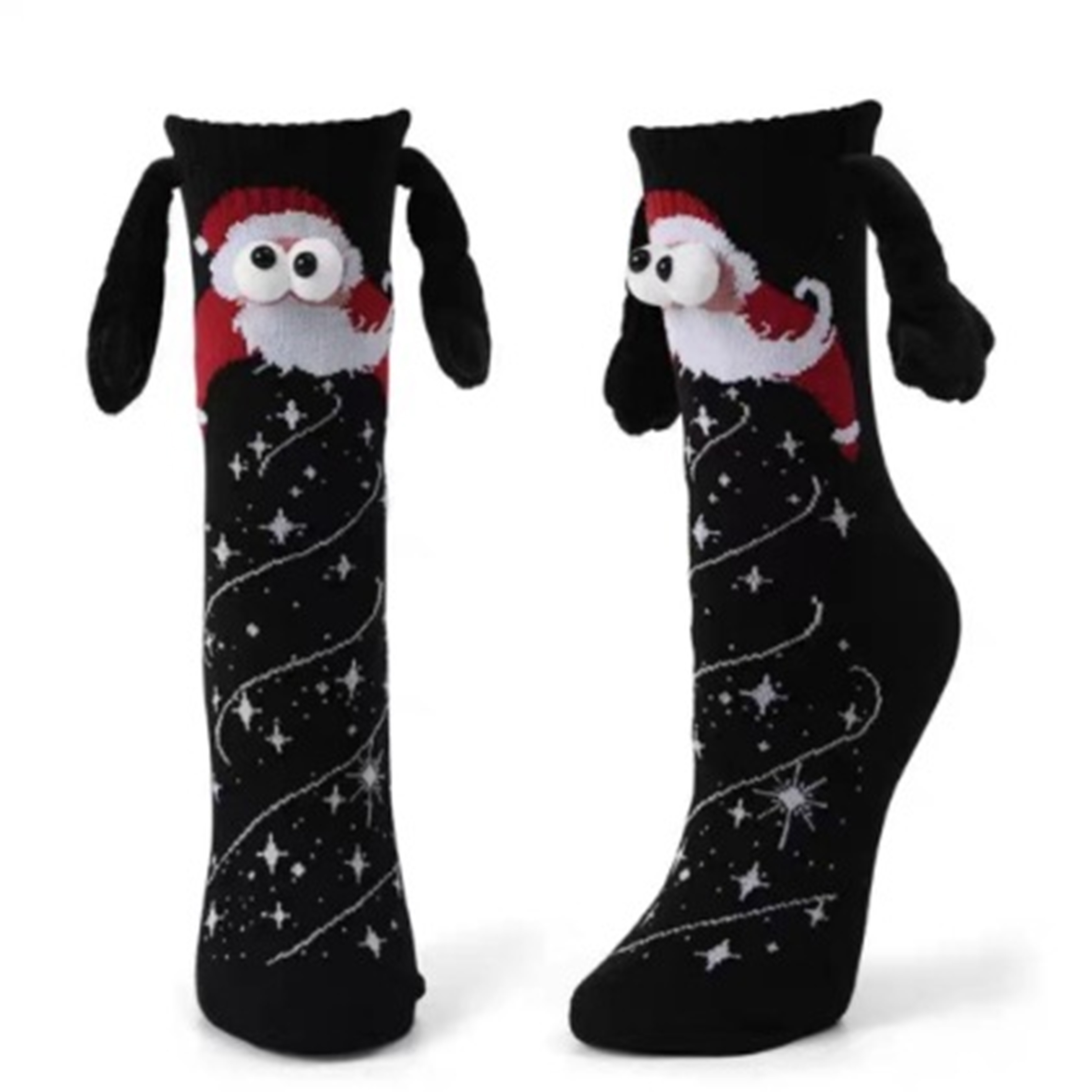 Christmas embroidered magnetic holding hands socks
