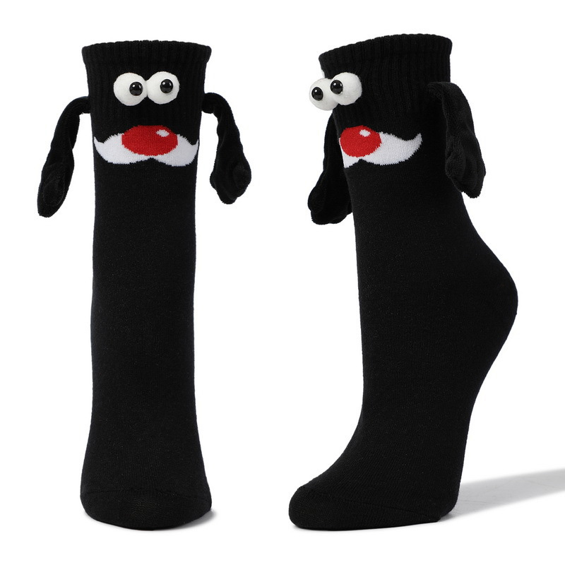 Christmas embroidered magnetic holding hands socks