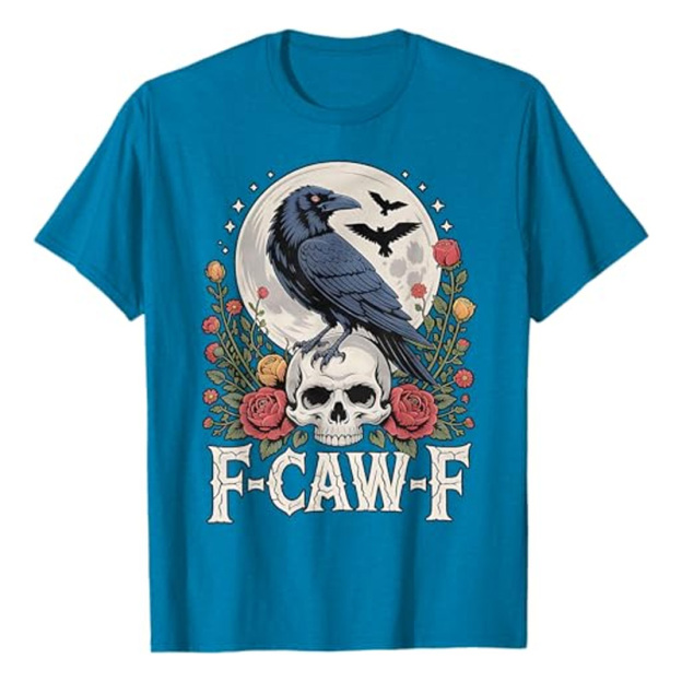 Round neck crow flower print short sleeves