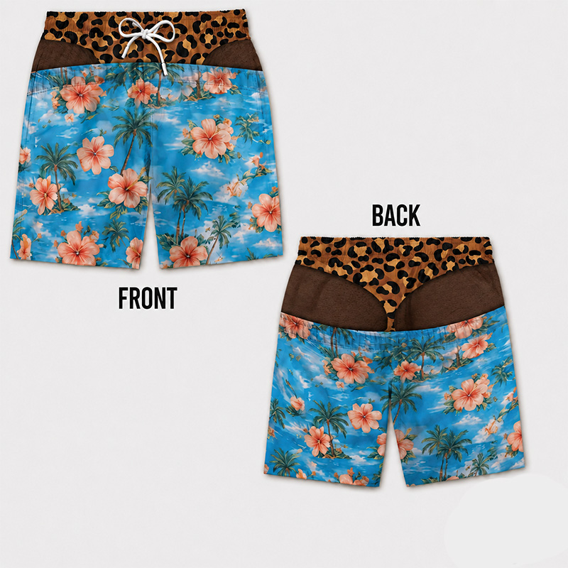 Quirky Visual Print Beach Shorts