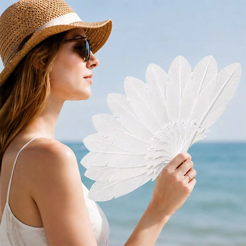 3D printed folding feather hand fan