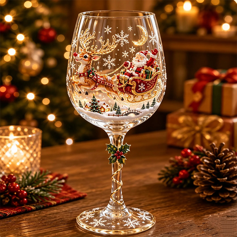 Christmas-themed wine glass series