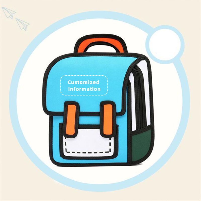 🎒Cute cartoon backpack, drawing style comic fun schoolbag