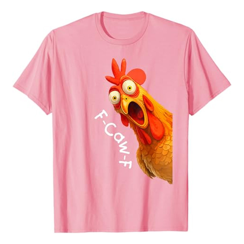 Cotton short-sleeved shirt with rooster print