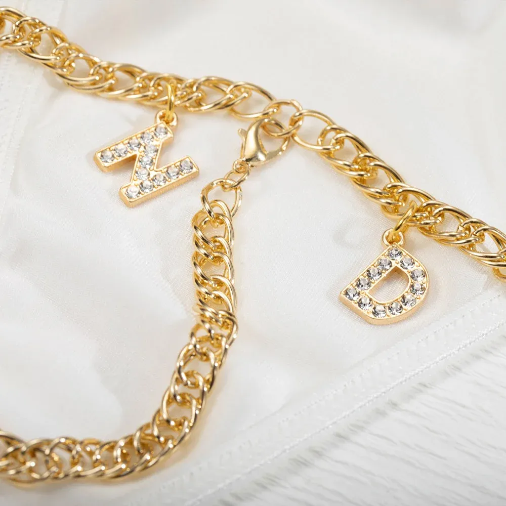 Personalized Zirconia Letter Charm T-Back Chain Sexy Body Jewelry Valentine's Day Anniversary Birthday Gift