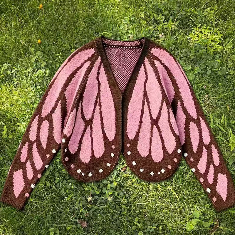 Butterfly Knit Cardigan Sweater