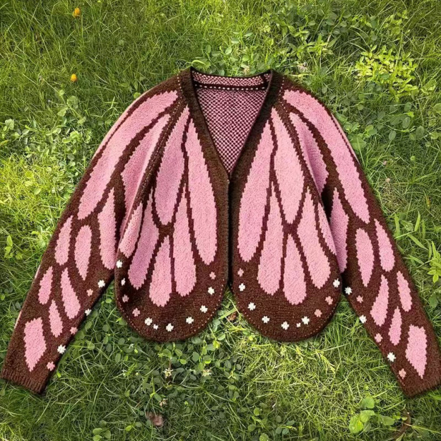 Butterfly Knit Cardigan Sweater