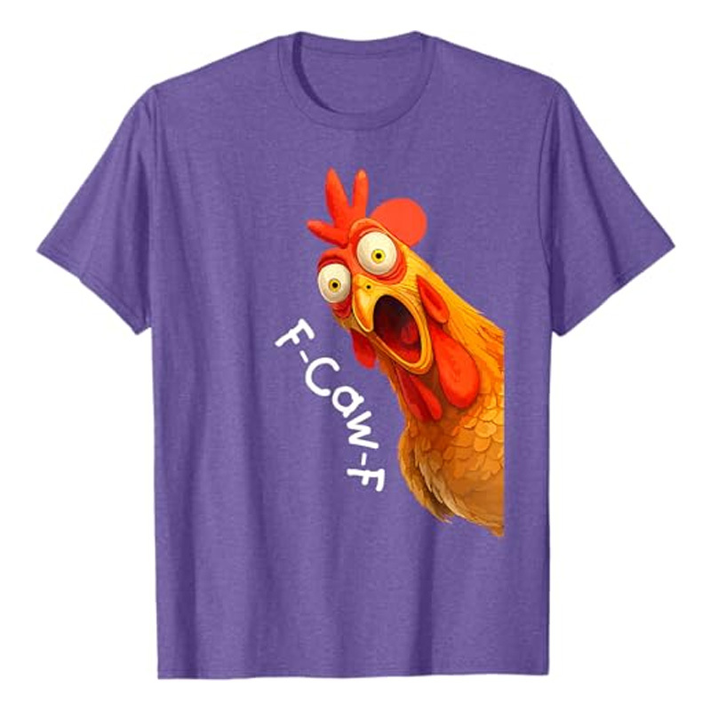 Cotton short-sleeved shirt with rooster print