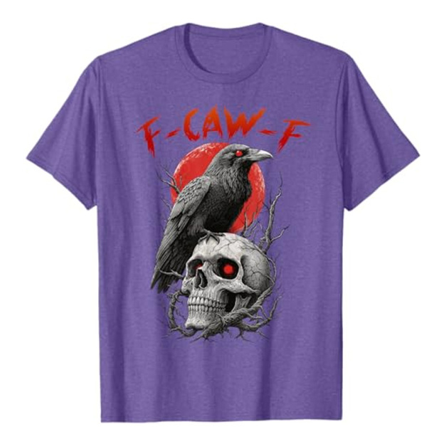 Round neck crow skull print short sleeves