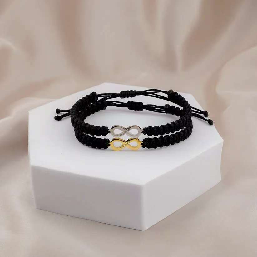 "Linked for Life"Personalized Couple's Bracelet Set