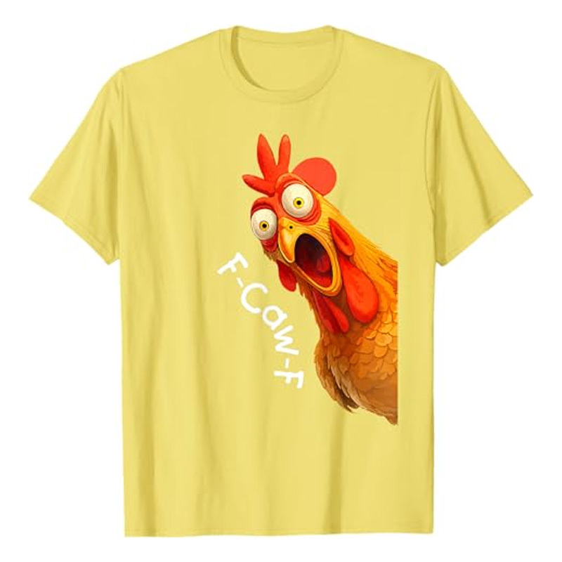 Cotton short-sleeved shirt with rooster print