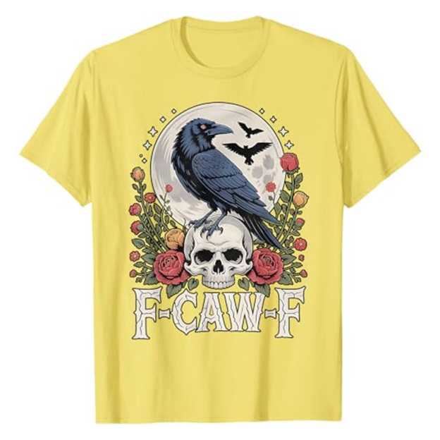 Round neck crow flower print short sleeves