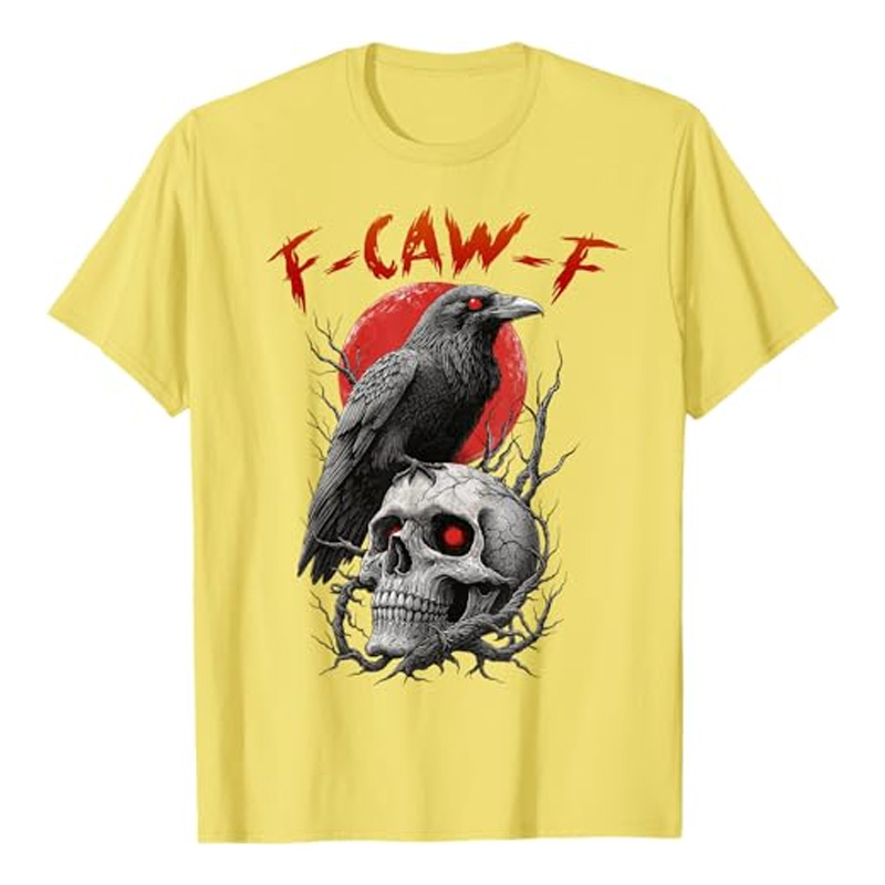 Round neck crow skull print short sleeves
