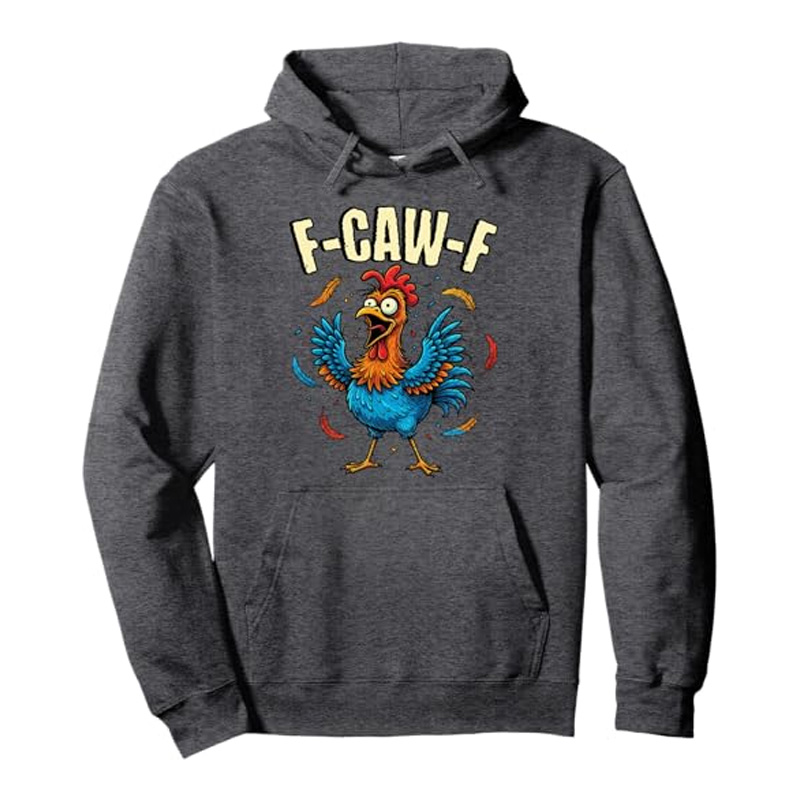 Funny rooster print sweatshirt with hood