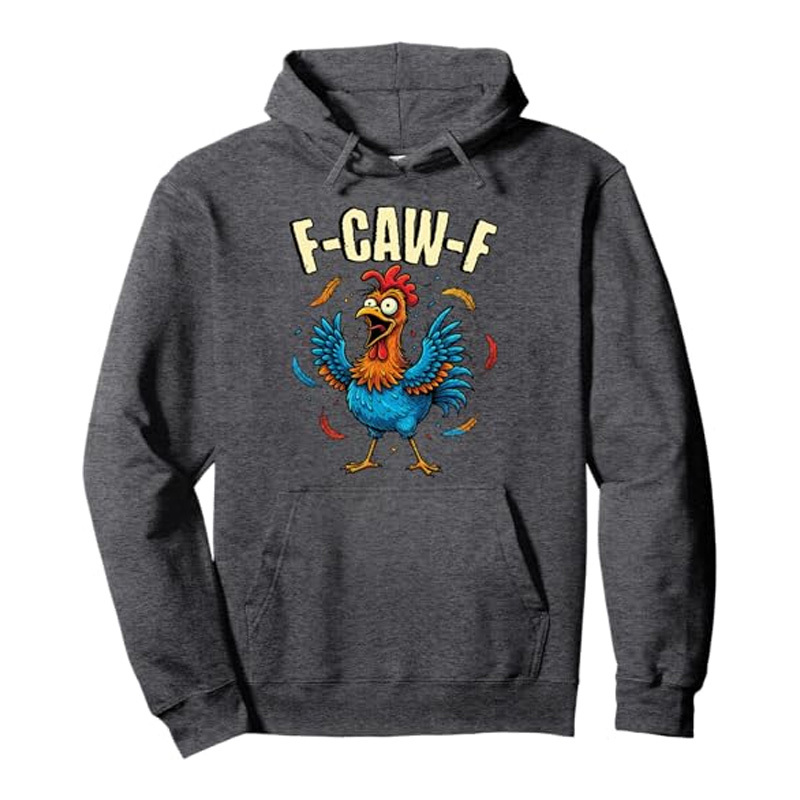 Funny rooster print sweatshirt with hood
