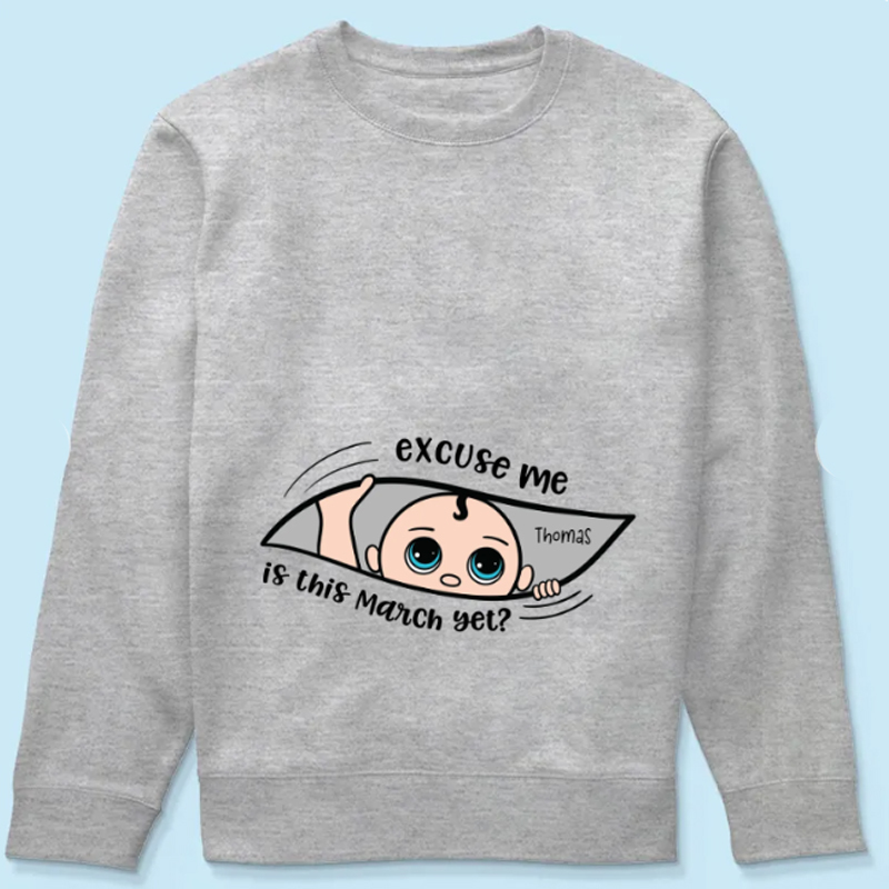 Personalized Maternity Shirt, Excuse Me Is It Yet, Pregnancy Announcement, Expecting Parents