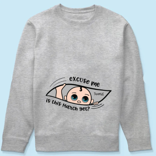 Personalized Maternity Shirt, Excuse Me Is It Yet, Pregnancy Announcement, Expecting Parents