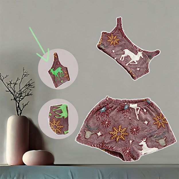 Halloween glow-in-the-dark plush pajama set