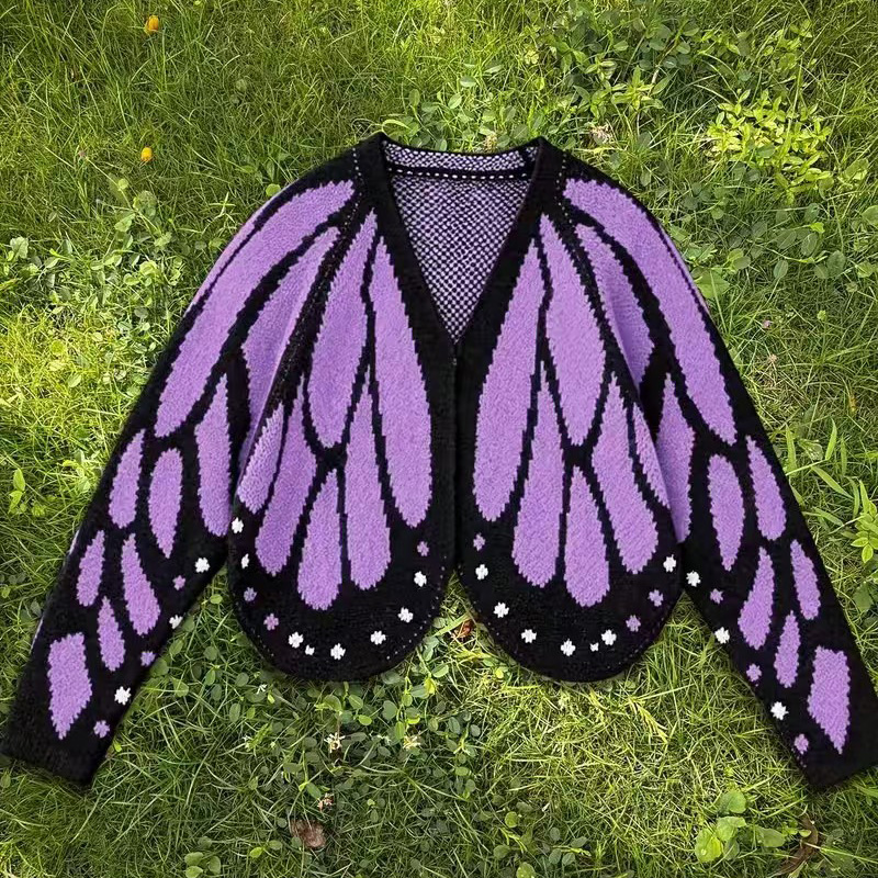 Butterfly Knit Cardigan Sweater