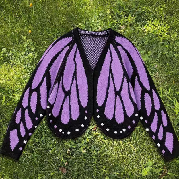 Butterfly Knit Cardigan Sweater