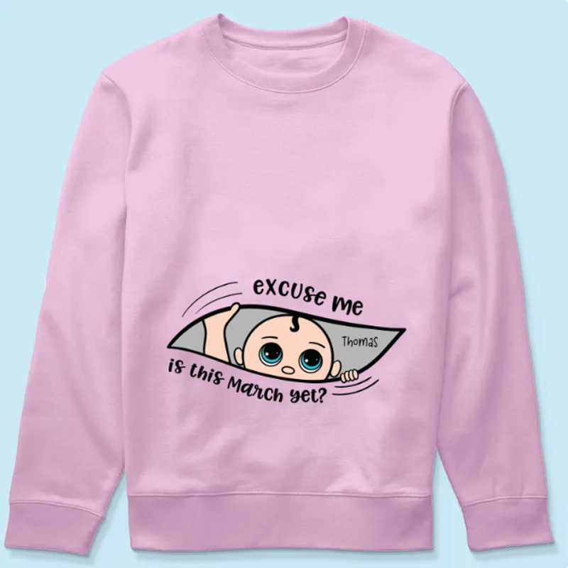 Personalized Maternity Shirt, Excuse Me Is It Yet, Pregnancy Announcement, Expecting Parents