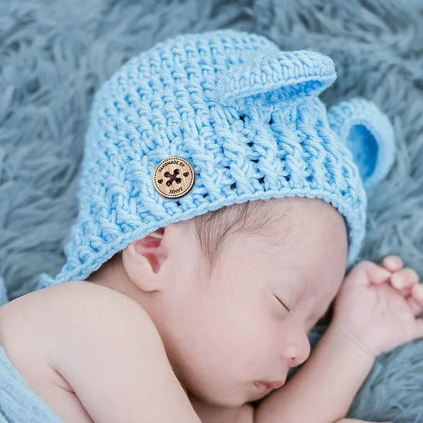 Personalized Handmade with Love Wooden Buttons Set of 10 Clothing Labels Gift for Mother Grandma Knitting Crocheting Lovers