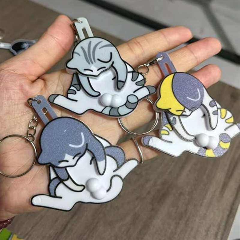 Revolving Acrylic Kitten Keychain