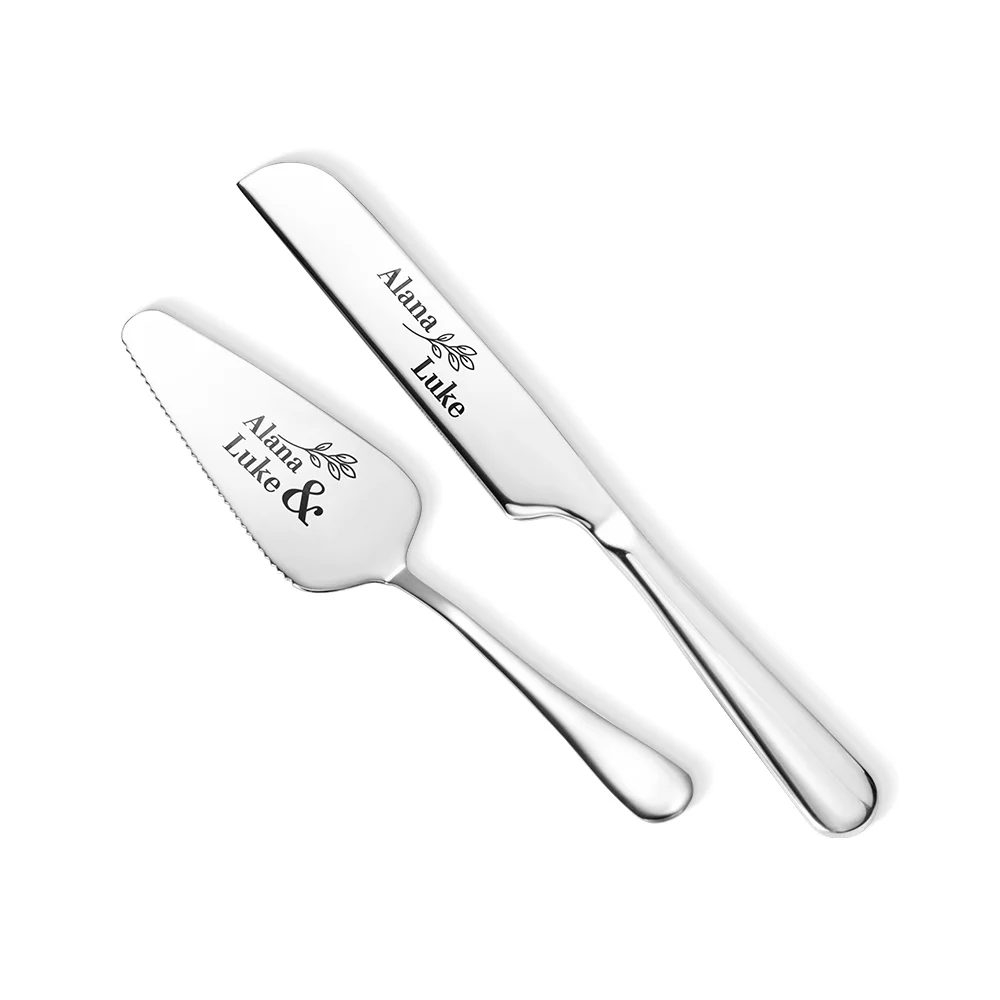 Personalised wedding cake cutter set with name