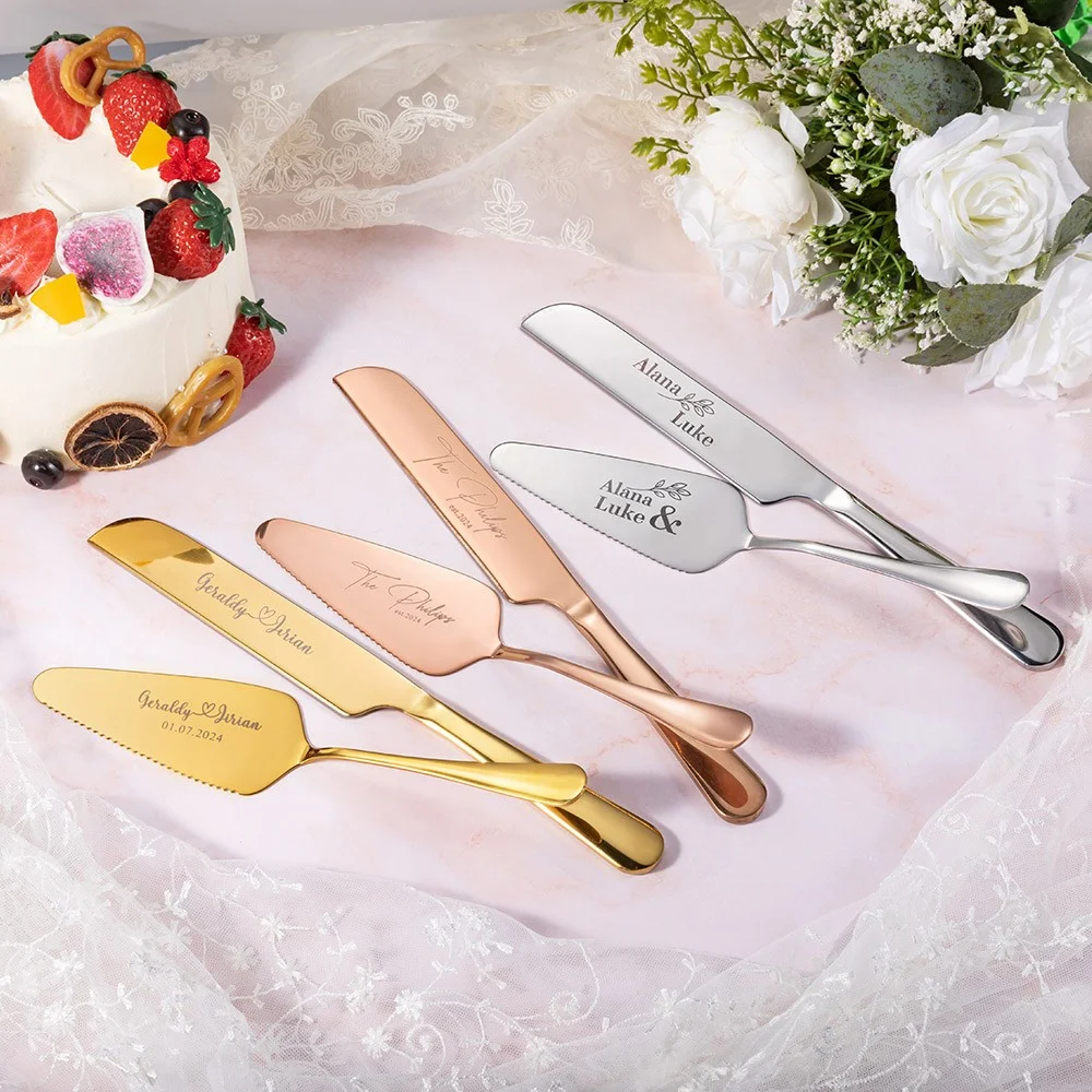 Personalised wedding cake cutter set with name