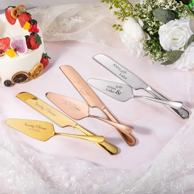 Personalised wedding cake cutter set with name