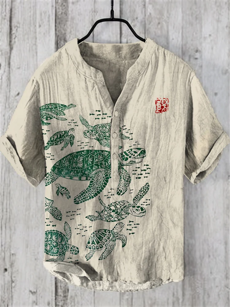 Vintage Sea Turtle Art Linen Blend Cozy Shirt