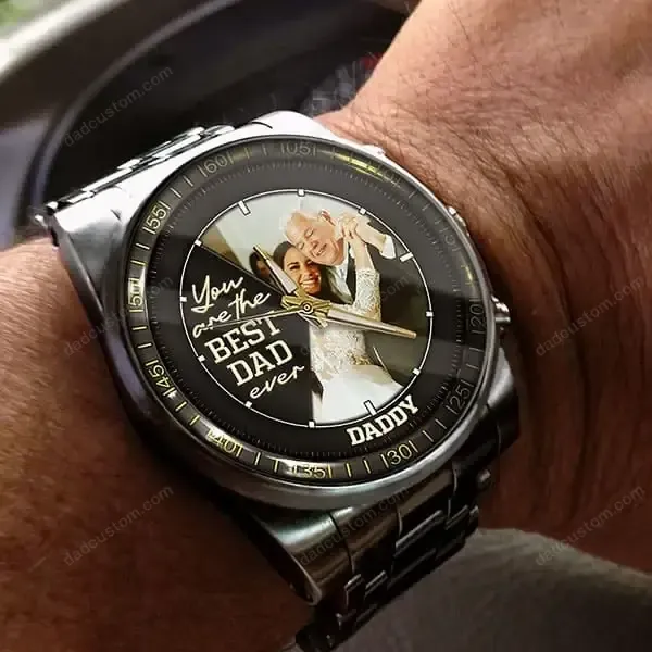 Personalized Family Photo Upload Custom Metal Watch - Gift for Husband | Dad | Grandpa