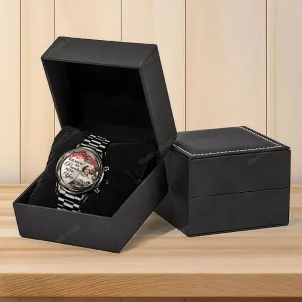 Photo Upload - Custom Anniversary Printed Metal Watch - Anniversary gift for him