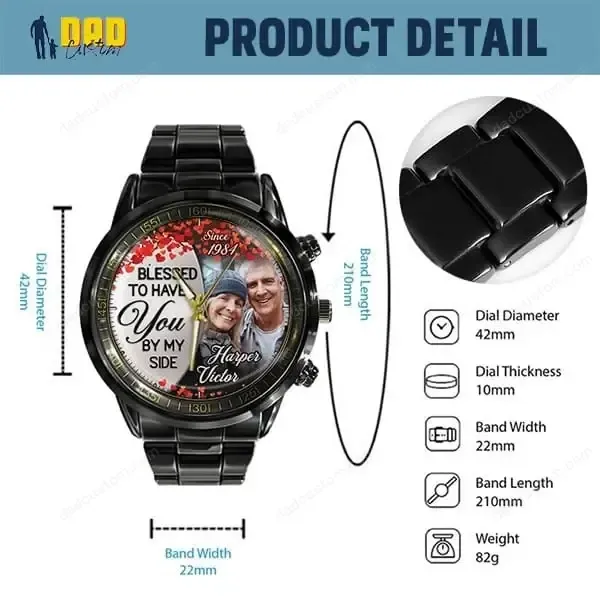 Photo Upload - Custom Anniversary Printed Metal Watch - Anniversary gift for him