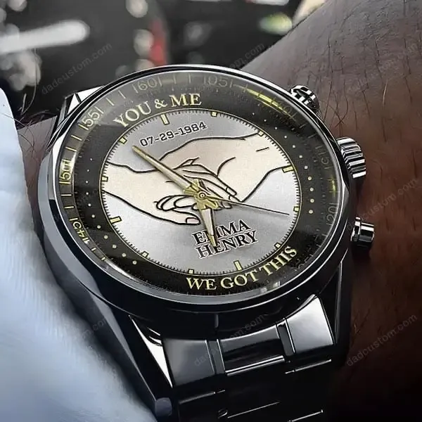 Take My Hand - Custom Anniversary Metal Watch - The best romantic gift for husband