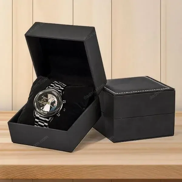 Dad Photo Upload Personalized Metal Watch - Gift for Husband/Dad/Grandpa