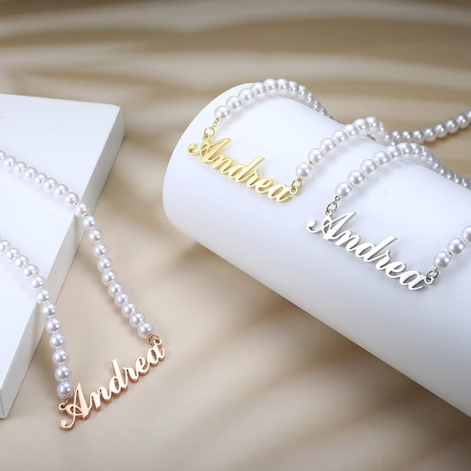 Personalized pendant name DIY pearl chain jewelry